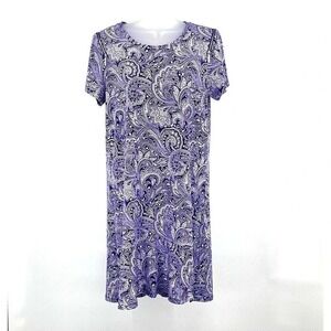 Michael Michael Kors Purple Paisley Print Shirt Dress M Pullover‎ Casual Office